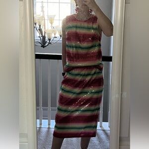 NWOT J Crew Collection Sequin Lined Shell and Midi Skirt